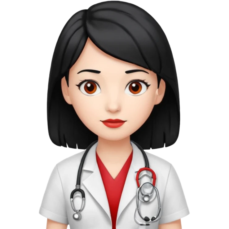 doctor with black hair and red hairclips  emoji