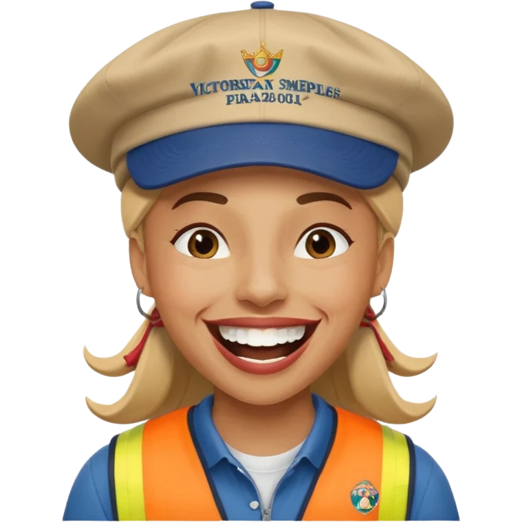 Crea una persona con una gorra de marca riéndose y abajo diga victornext siempre para serviles emoji