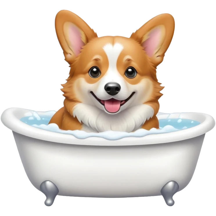 Corgi in a white bath emoji
