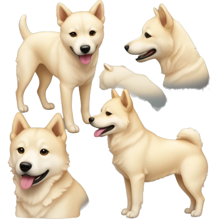 Cream color face and body, light beige ear retriever and jindo mix emoji