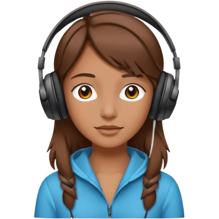 brown haired tan girl with headphones emoji
