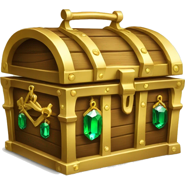 Treasure chest with emerald jewels emoji
