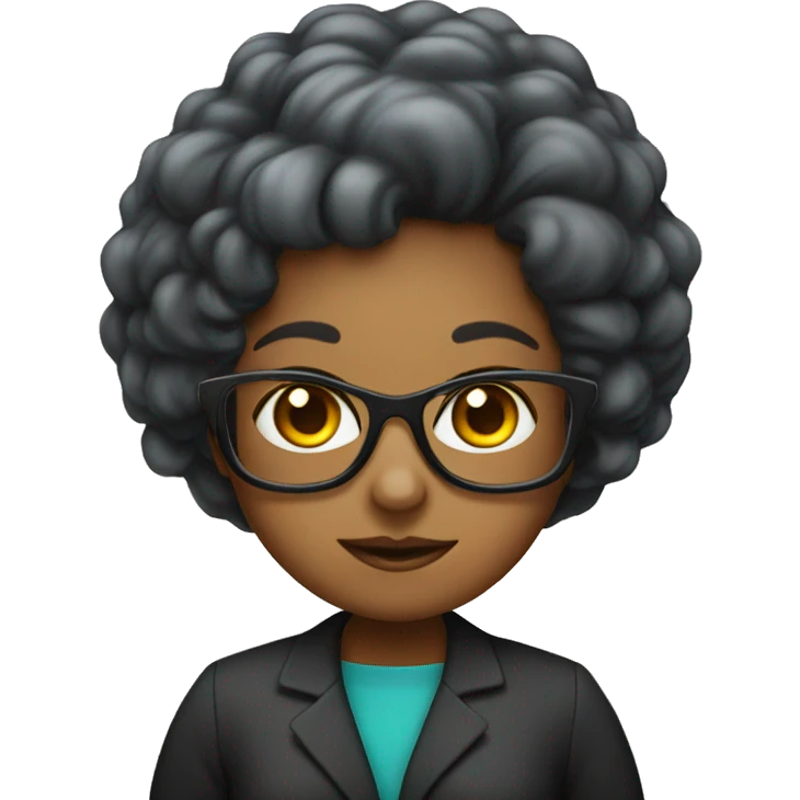 lady professor, black, colourful hair, 3 eye emoji