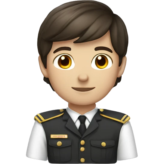 Brunette boy with an uniform emoji