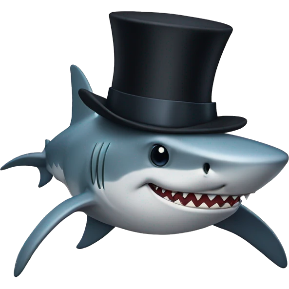 Shark in a top hat emoji