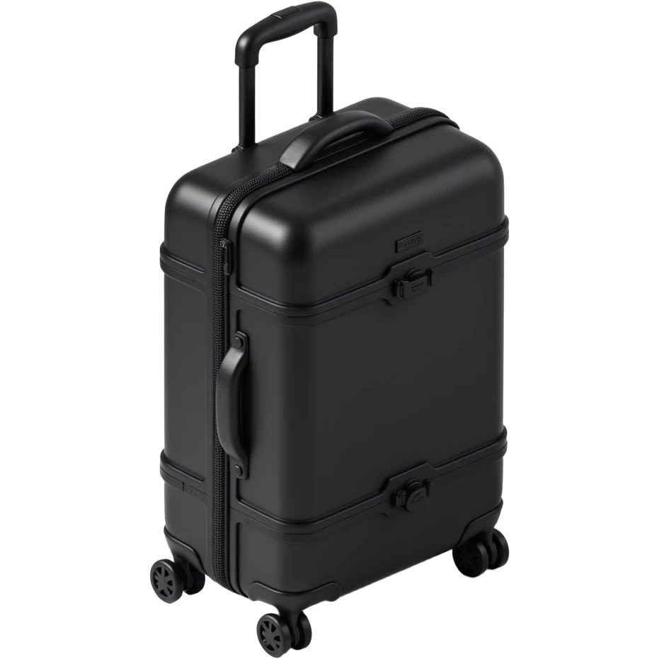 aesthetic luxury rollaboard carry-on luggage, black emoji