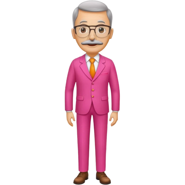 A tall figure with a thick mustache and oval glasses, with a large head, who always wears a bright pink dress with orange pants. emoji