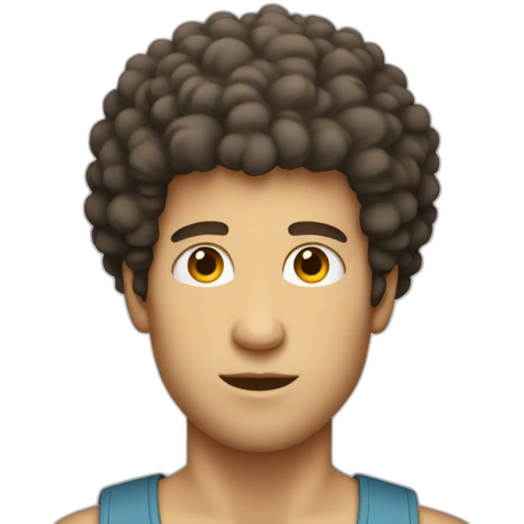 White guy with sleeveless shirt and an afro emoji
