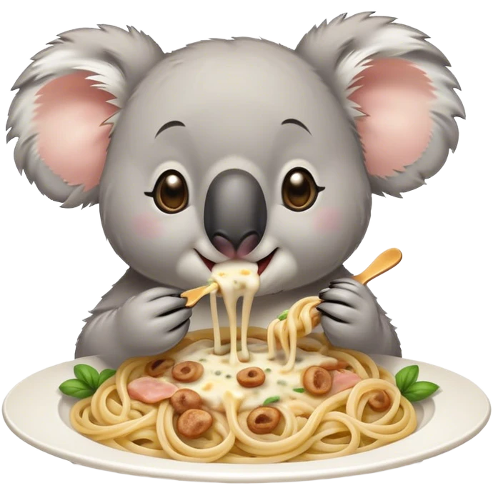 Koala eating carbonara pasta emoji