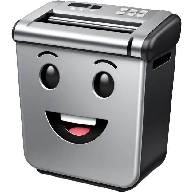 cute cartoon paper shredder with face emoji