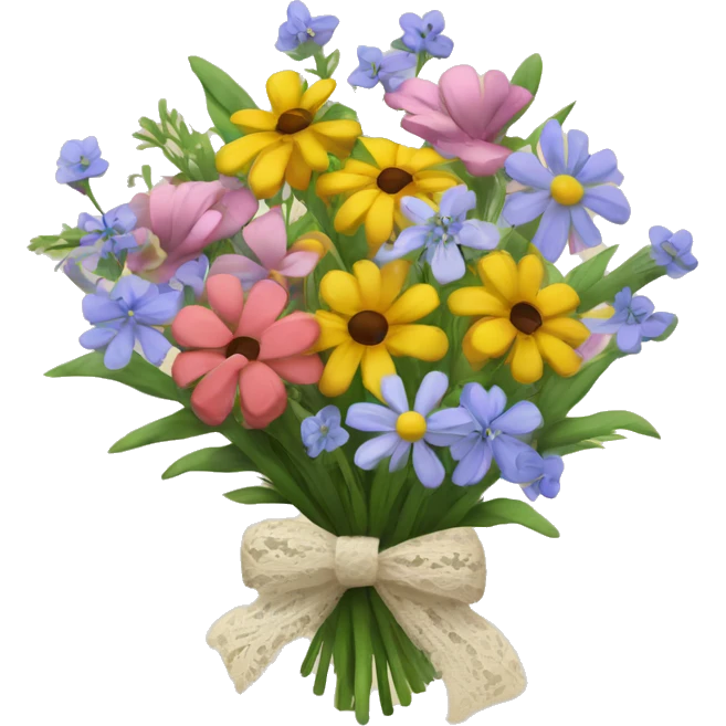 bouquet of wildflowers wrapped with a lacy bow emoji