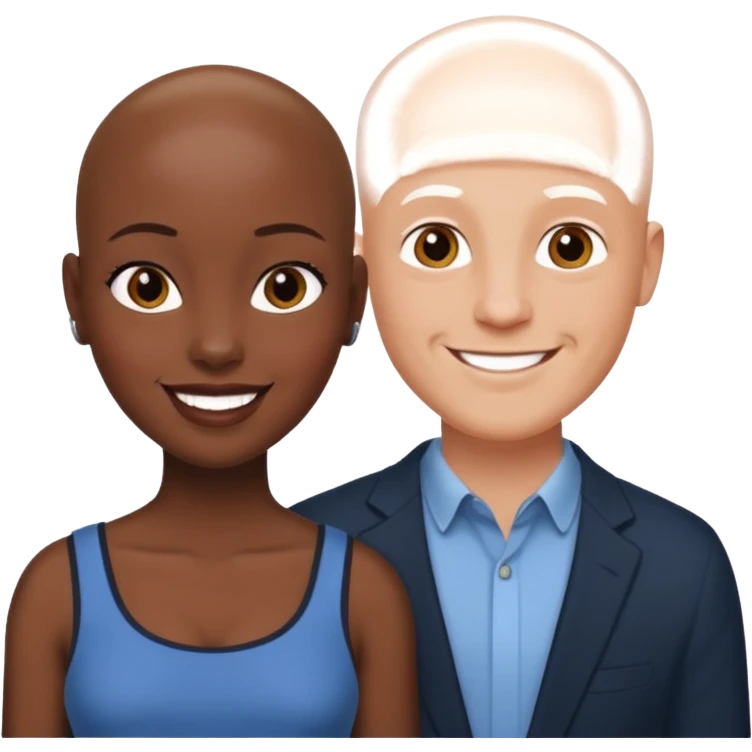 Bald white guy black girl emoji