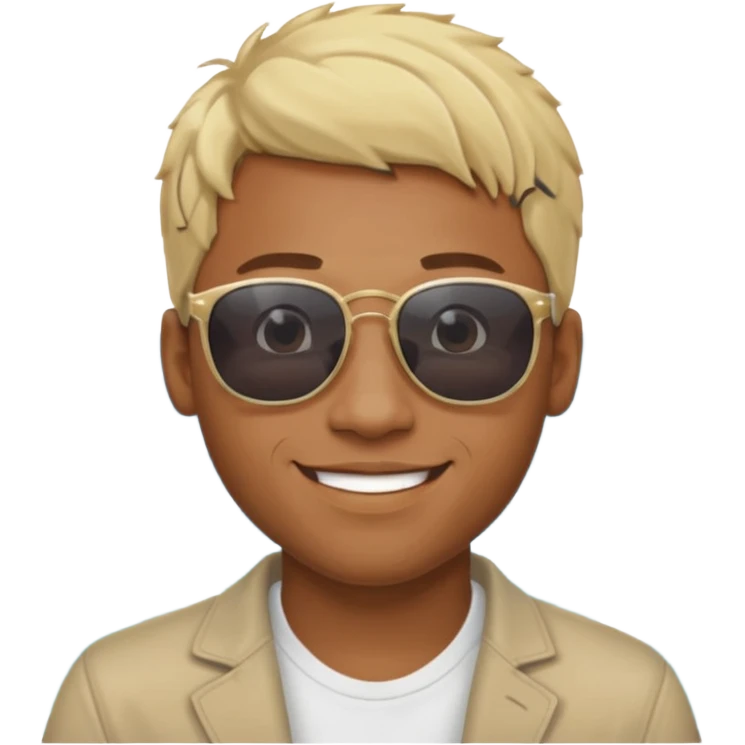 Black man hair smiling with blonde in love at ocean  emoji