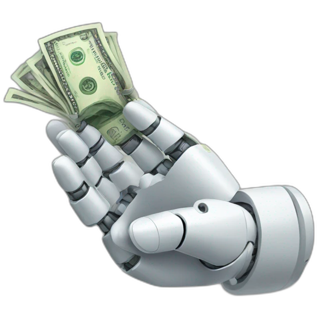 robot hand holding money emoji