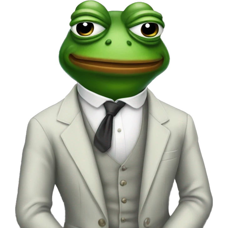 pepe the frog as a 1987 suited up man emoji