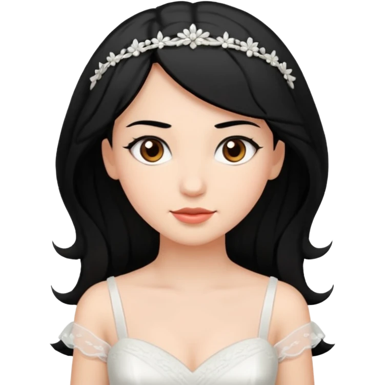 bride, black hair, brown eyes emoji