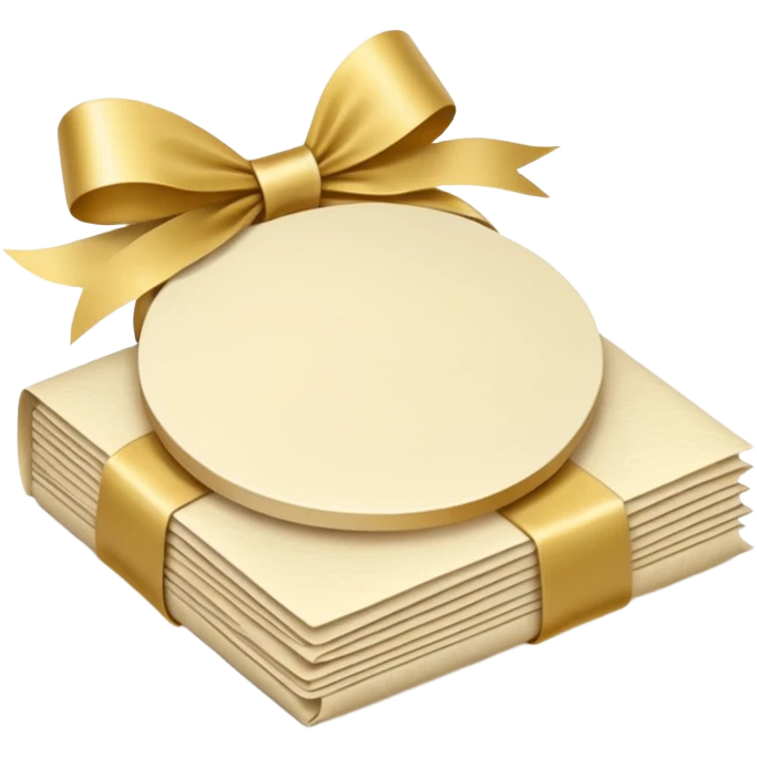 folded papers in round with a gold ribbon emoji