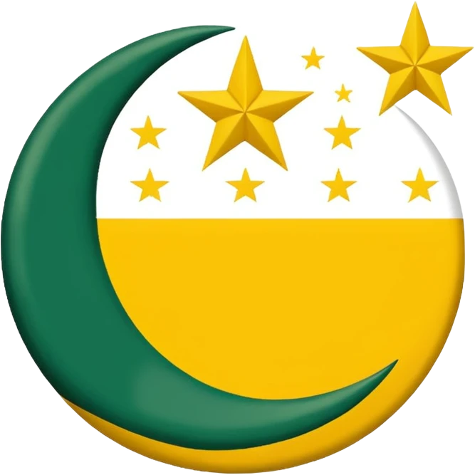 Flag of the actual Azad Kashmir with yellow stripes,green background and white moon and star emoji