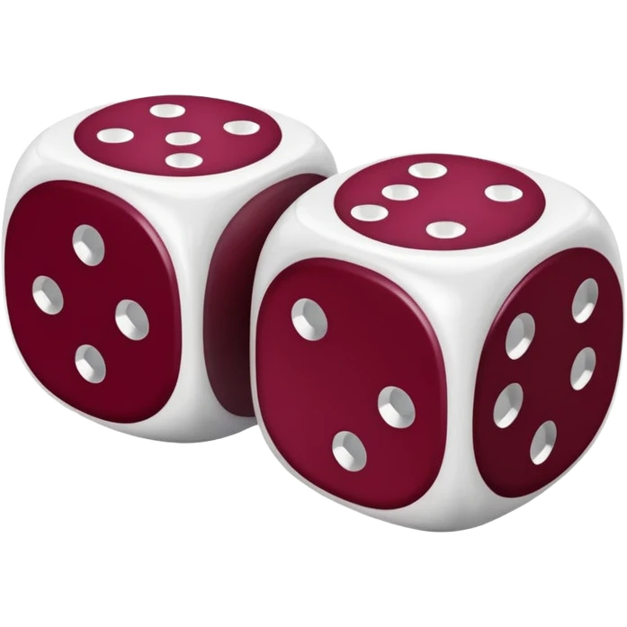 two dices in with burgundy heart details emoji