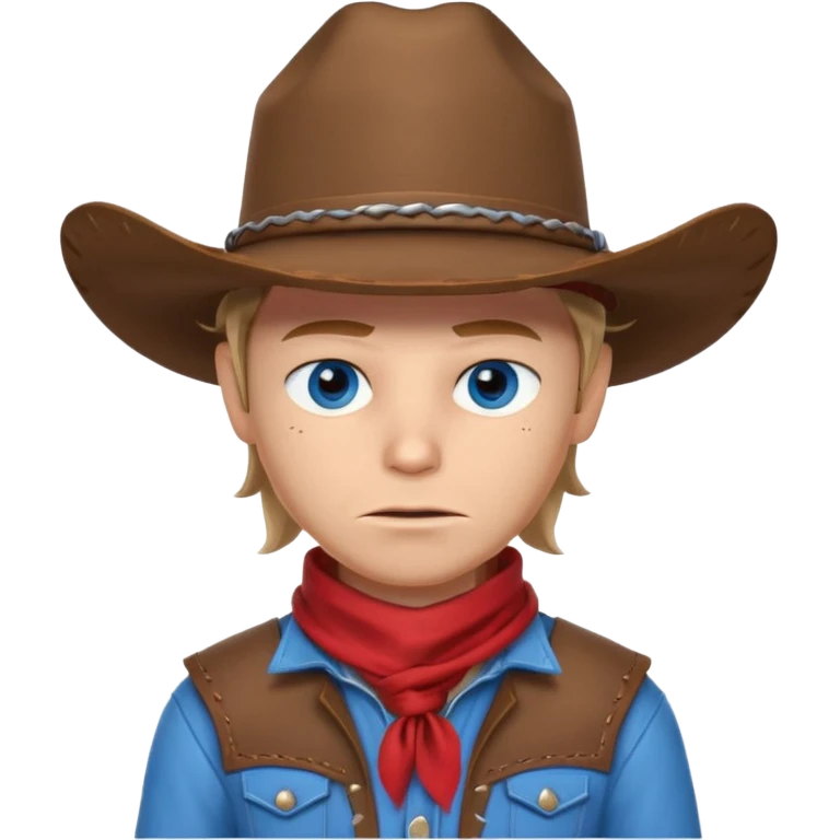cute outlaw cowboy portrait, head and shoulders only, cowboy hat, bandana covering mouth, intense eyes, western outfit, 3D cartoon, mobile game icon style, clean background, no text, no watermark
 emoji