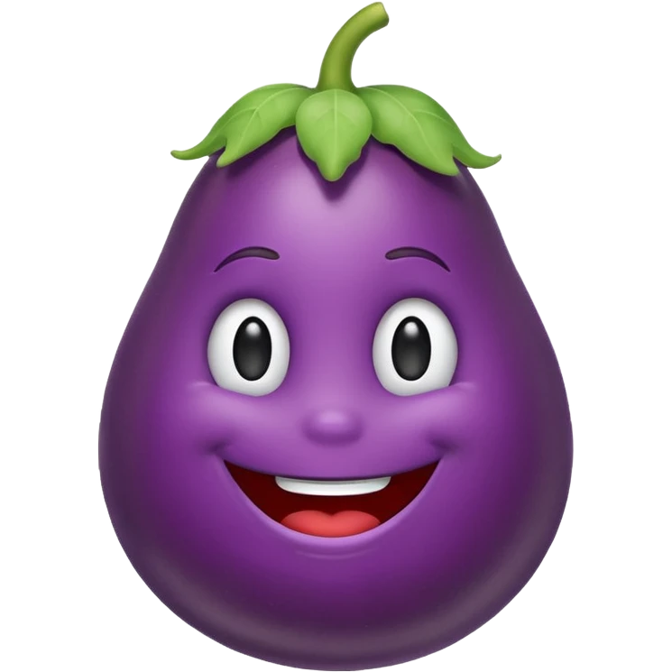 eggplant emoji smiling in Apple style emoji