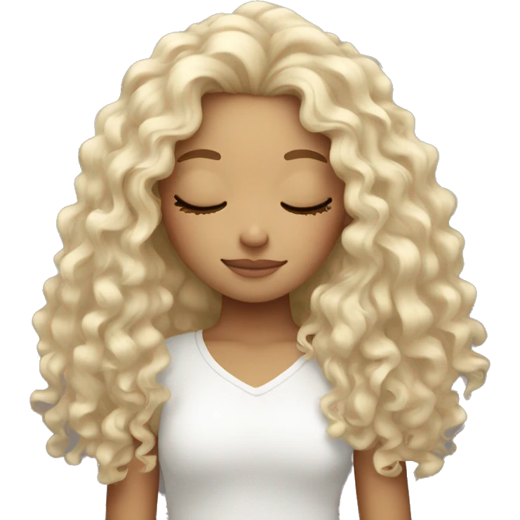 Girl with long curly hair sleeping white  emoji