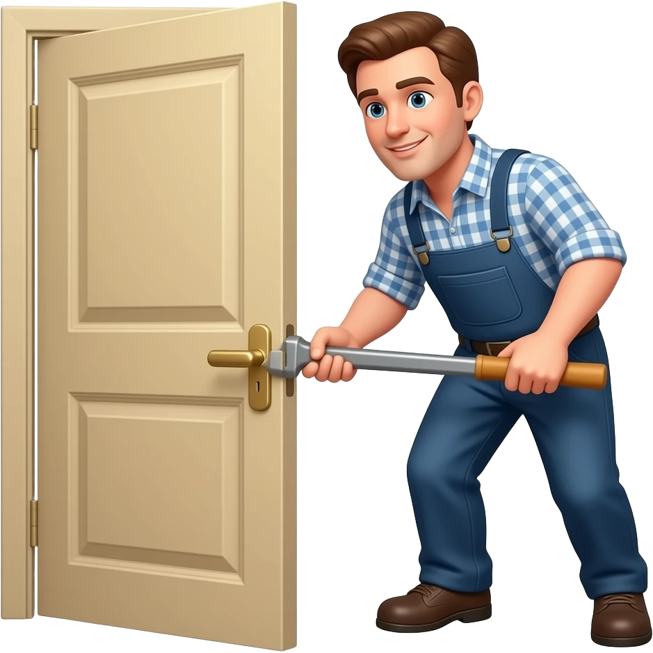 man prying door open with crowbar emoji