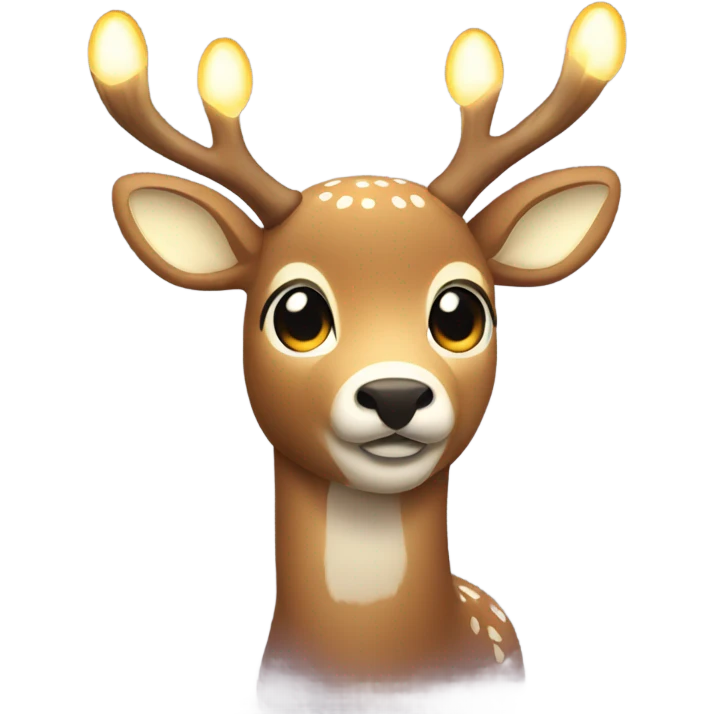 Deer with warm white lights on antlers  emoji