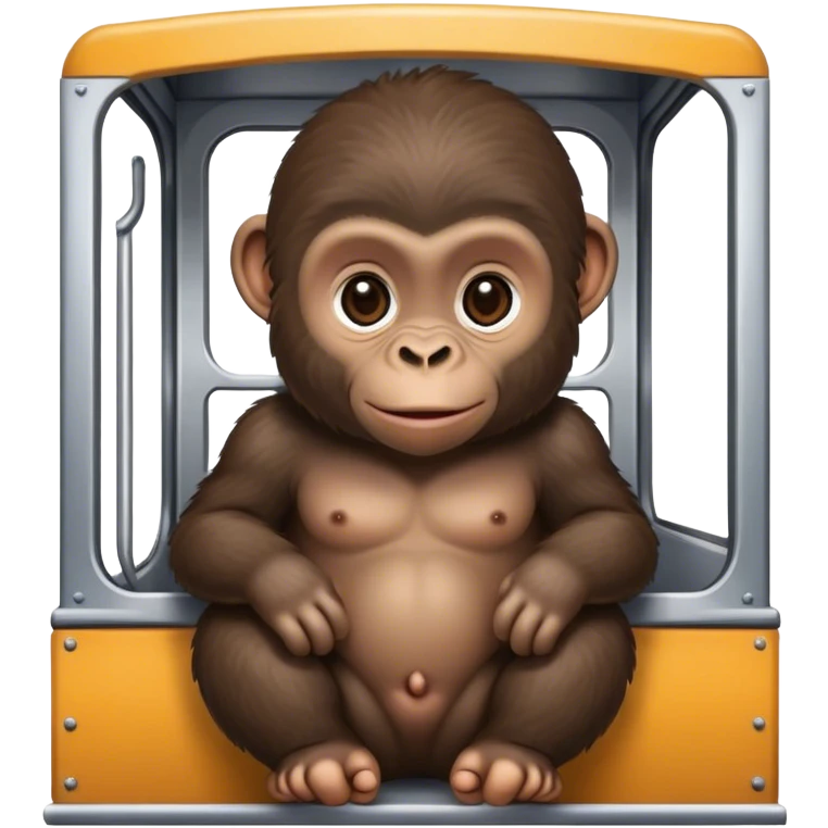 baby gorilla sitting in train carriage emoji