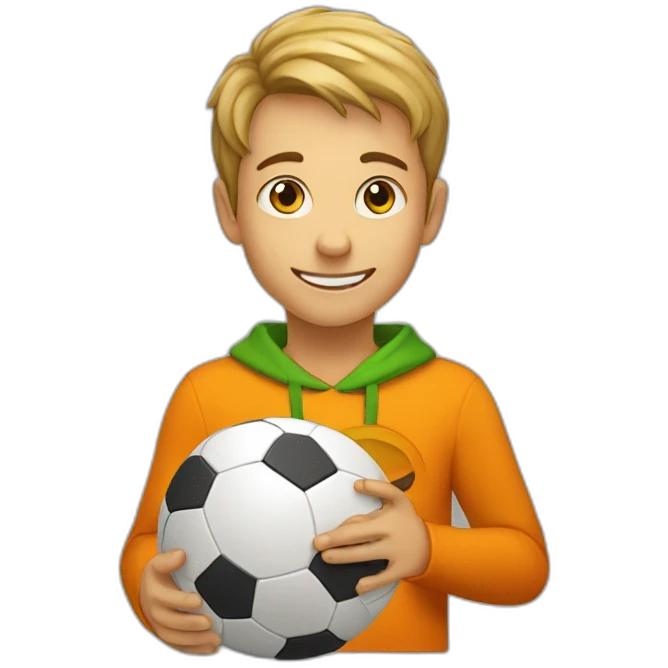 Enfant qui joue au foot avec une citrouille emoji