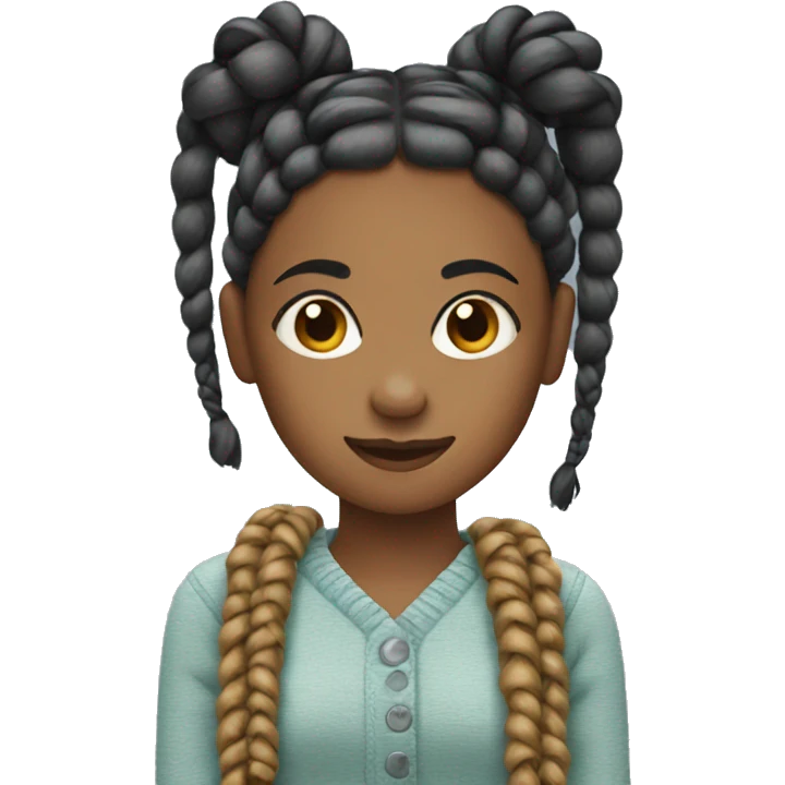Girl with yarn braids emoji