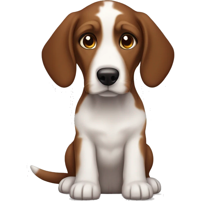 White male with dark brown hair and slightly reddish brown beard and hazel colored eyes with Bassett hound puppy  emoji