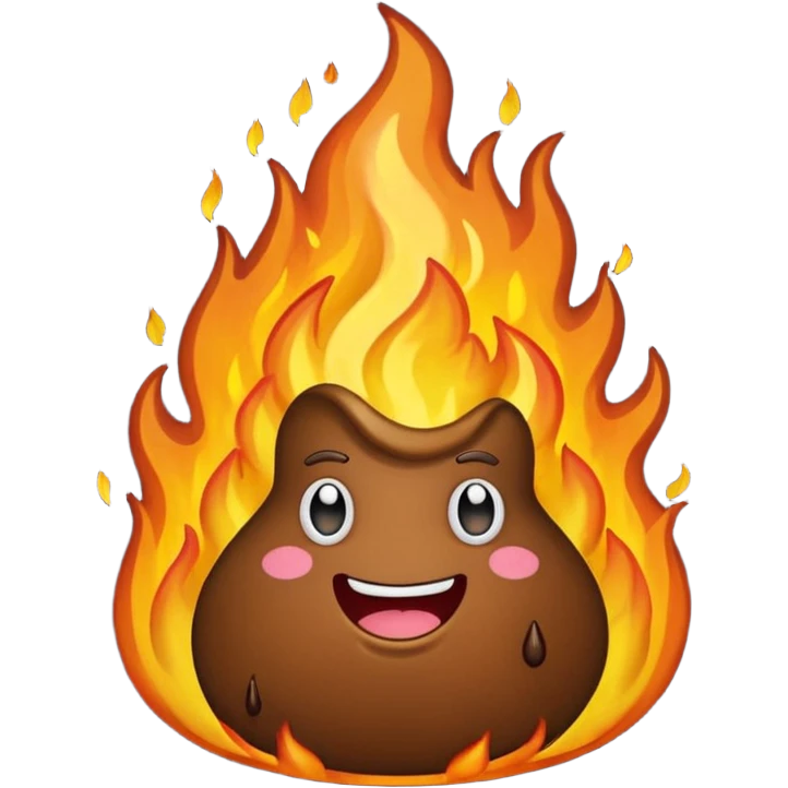 poop on fire, cartoonish and bold emoji