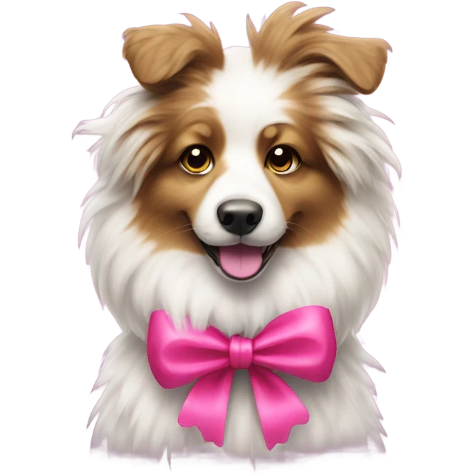 Aussie dog wearing a pink bow emoji