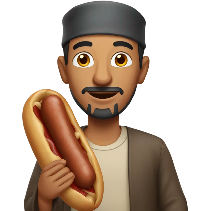 Moroccan man holding a sausage emoji