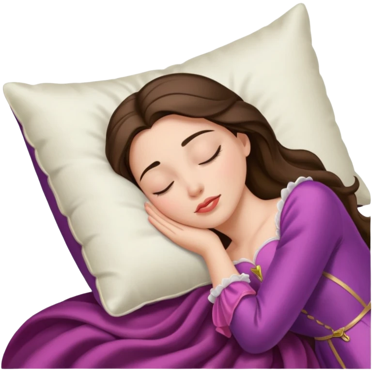 sleeping beauty brunette white girl with a silk pillow emoji
