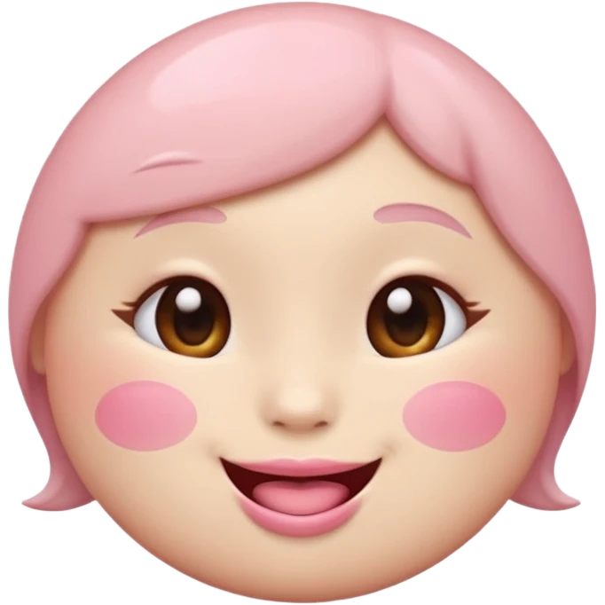 Cute circular emotional emoji with plump light pink lips emoji