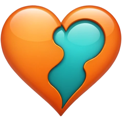 heart that is half teal and half orange emoji