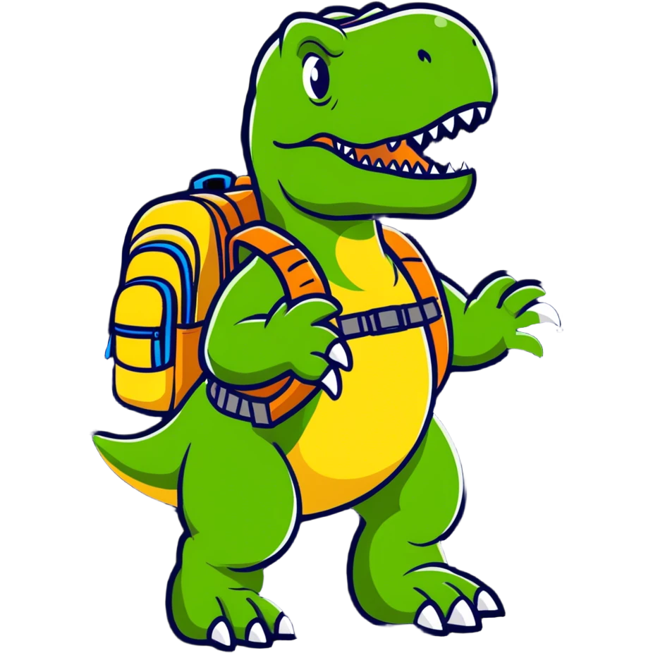 Dinosaurio rex con una mochila  emoji