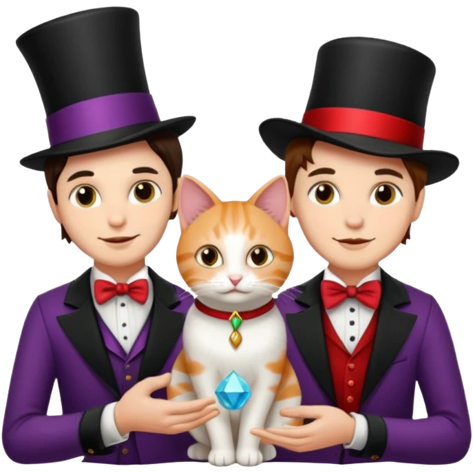 magician couple and their pet cat emoji