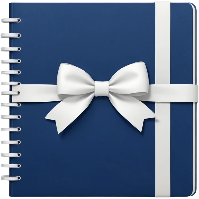 Navy blue notebook with a white bow on it emoji