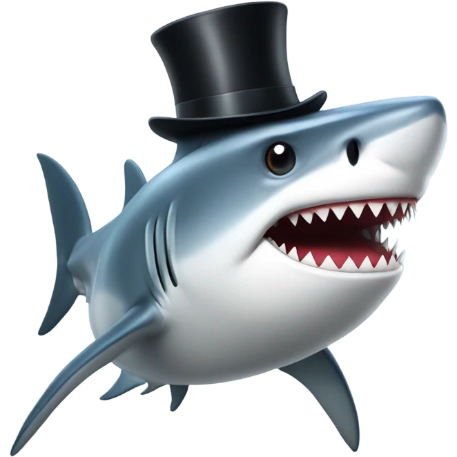 Shark with a top hat emoji