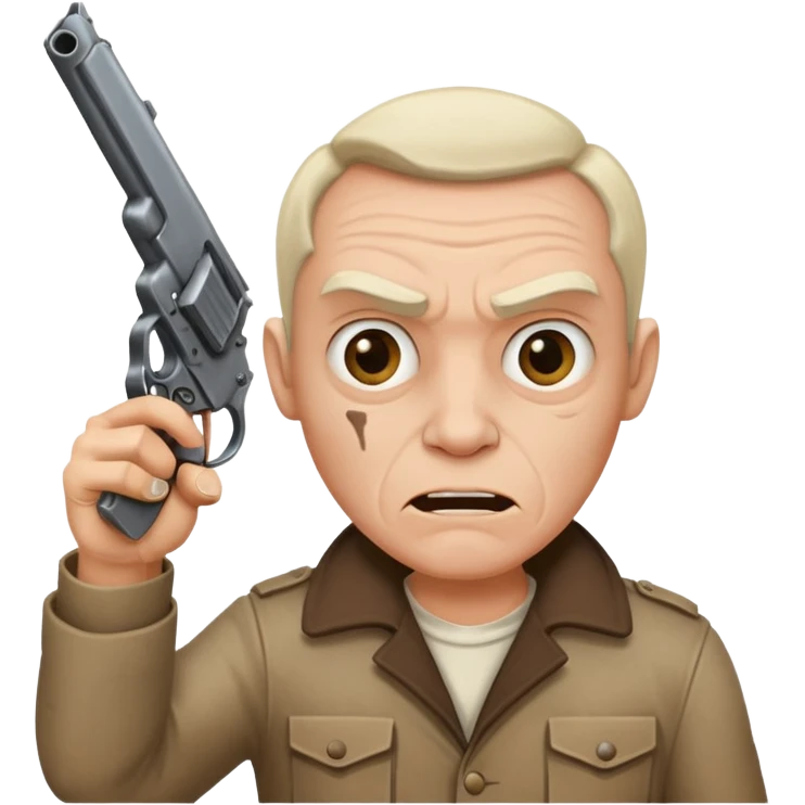 black crazy mad man with gun pointing it  emoji