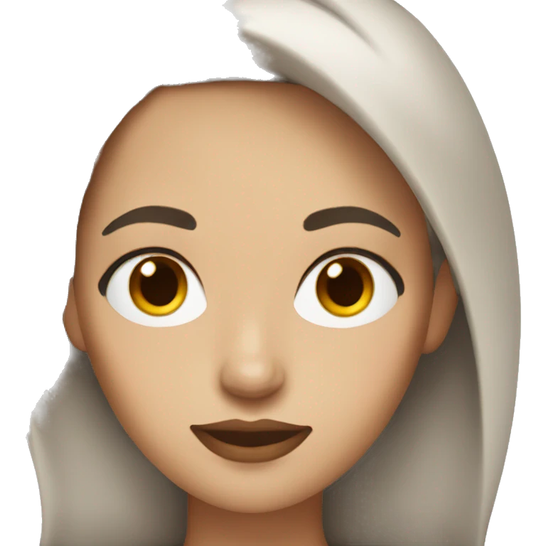 White woman with brown hair and brown eyes and makeup emoji