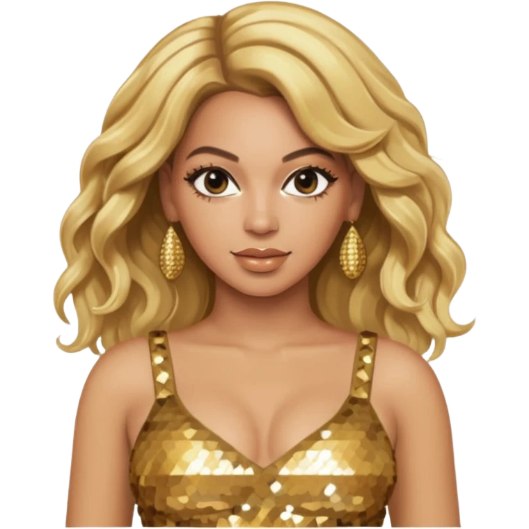 Beyonce with blonde hair, gold sequin crop top  emoji