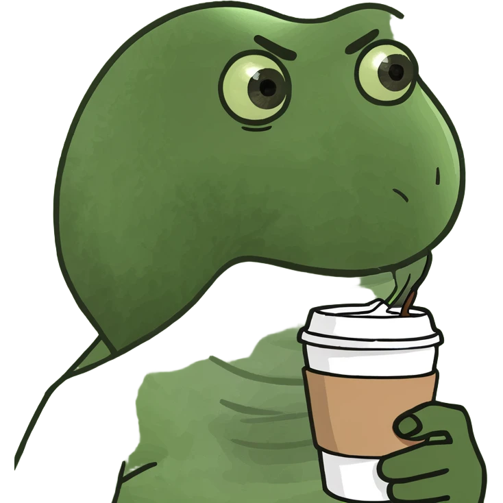 Blonde girl with ponytail and face mask, holding coffee in hand emoji