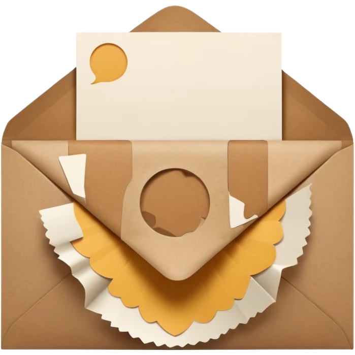 blank greeting card open with brown envelope next to it emoji