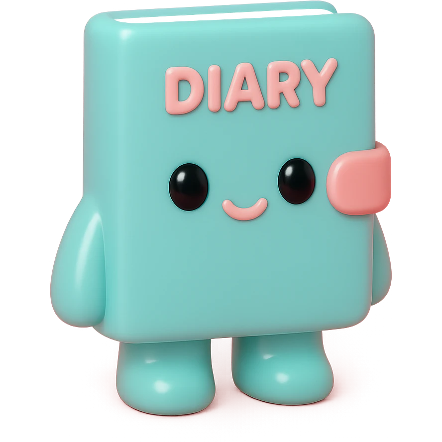 a diary, toy-like and glossy emoji