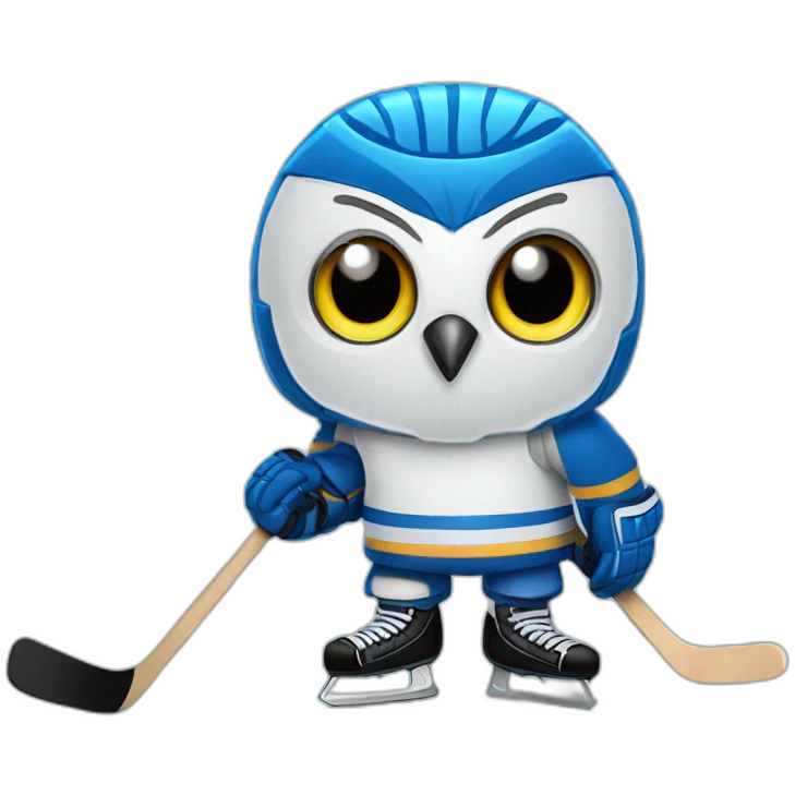 Owl playing ice hockey emoji
