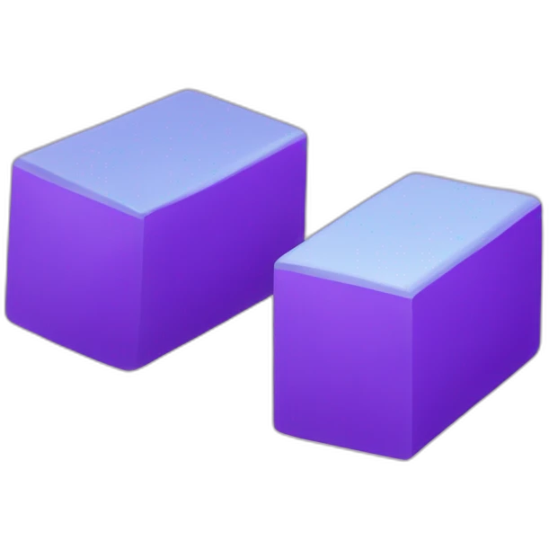Two purple Parallelepipeds each with a white letter in the middle emoji